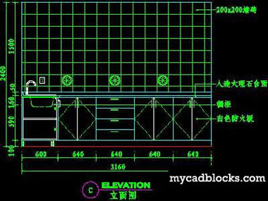 Kitchen CAD plane and elevation 18
